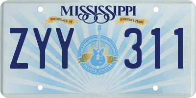 MS license plate ZYY311