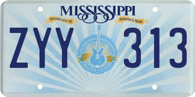 MS license plate ZYY313