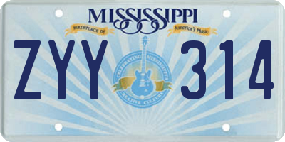 MS license plate ZYY314