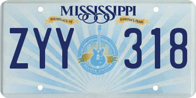 MS license plate ZYY318