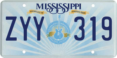 MS license plate ZYY319