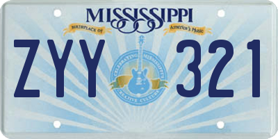 MS license plate ZYY321