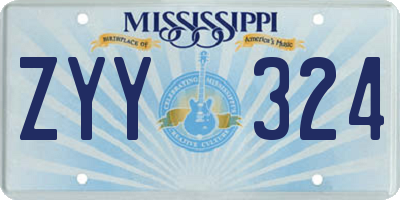 MS license plate ZYY324