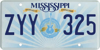 MS license plate ZYY325