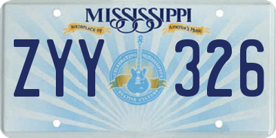 MS license plate ZYY326