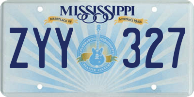 MS license plate ZYY327