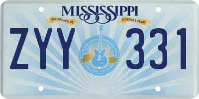 MS license plate ZYY331