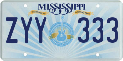 MS license plate ZYY333