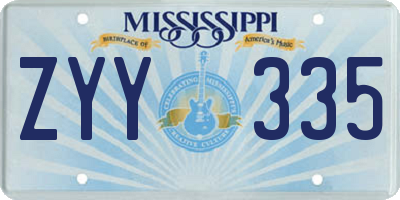 MS license plate ZYY335