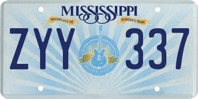 MS license plate ZYY337
