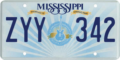 MS license plate ZYY342
