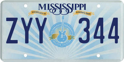 MS license plate ZYY344