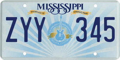 MS license plate ZYY345