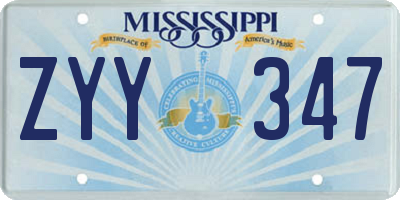 MS license plate ZYY347