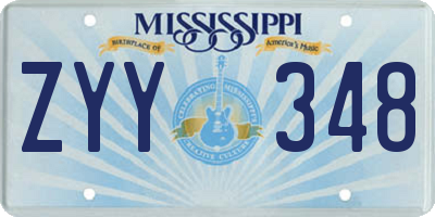 MS license plate ZYY348