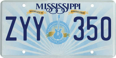 MS license plate ZYY350