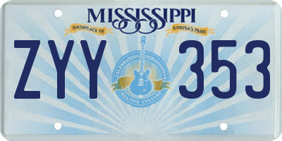 MS license plate ZYY353