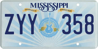 MS license plate ZYY358