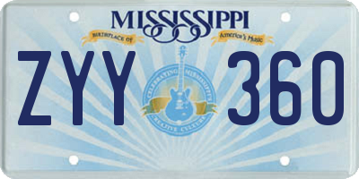 MS license plate ZYY360
