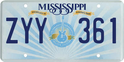 MS license plate ZYY361
