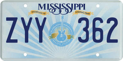 MS license plate ZYY362