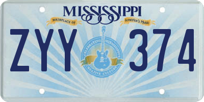 MS license plate ZYY374