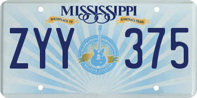 MS license plate ZYY375