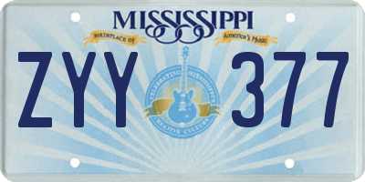 MS license plate ZYY377