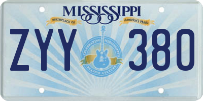 MS license plate ZYY380