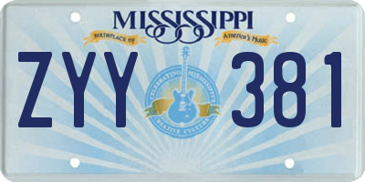 MS license plate ZYY381