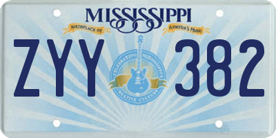 MS license plate ZYY382