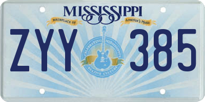 MS license plate ZYY385