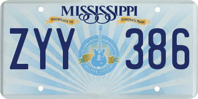 MS license plate ZYY386
