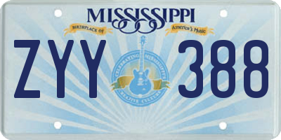 MS license plate ZYY388