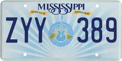 MS license plate ZYY389