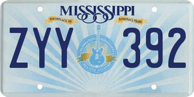 MS license plate ZYY392