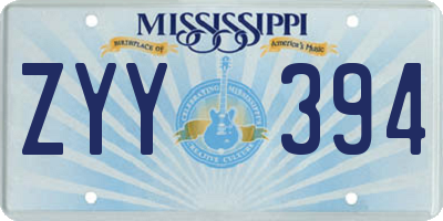 MS license plate ZYY394