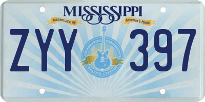MS license plate ZYY397