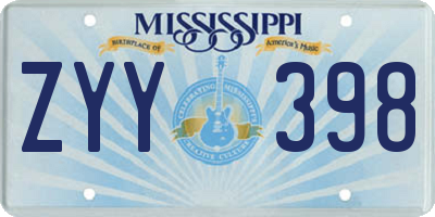 MS license plate ZYY398