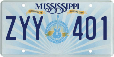 MS license plate ZYY401