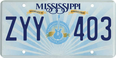 MS license plate ZYY403
