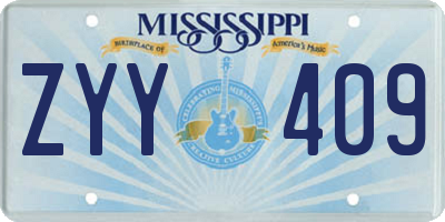 MS license plate ZYY409