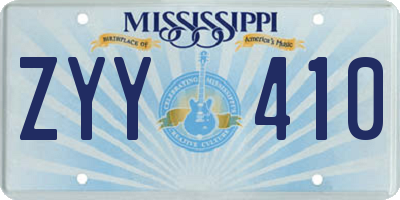 MS license plate ZYY410