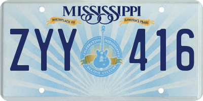 MS license plate ZYY416