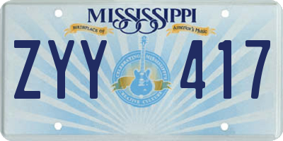 MS license plate ZYY417