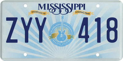 MS license plate ZYY418