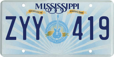 MS license plate ZYY419