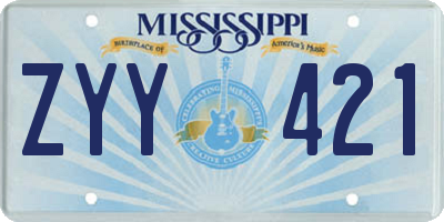 MS license plate ZYY421