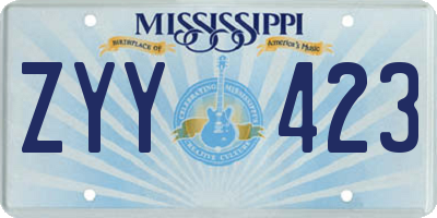 MS license plate ZYY423