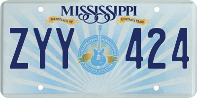 MS license plate ZYY424